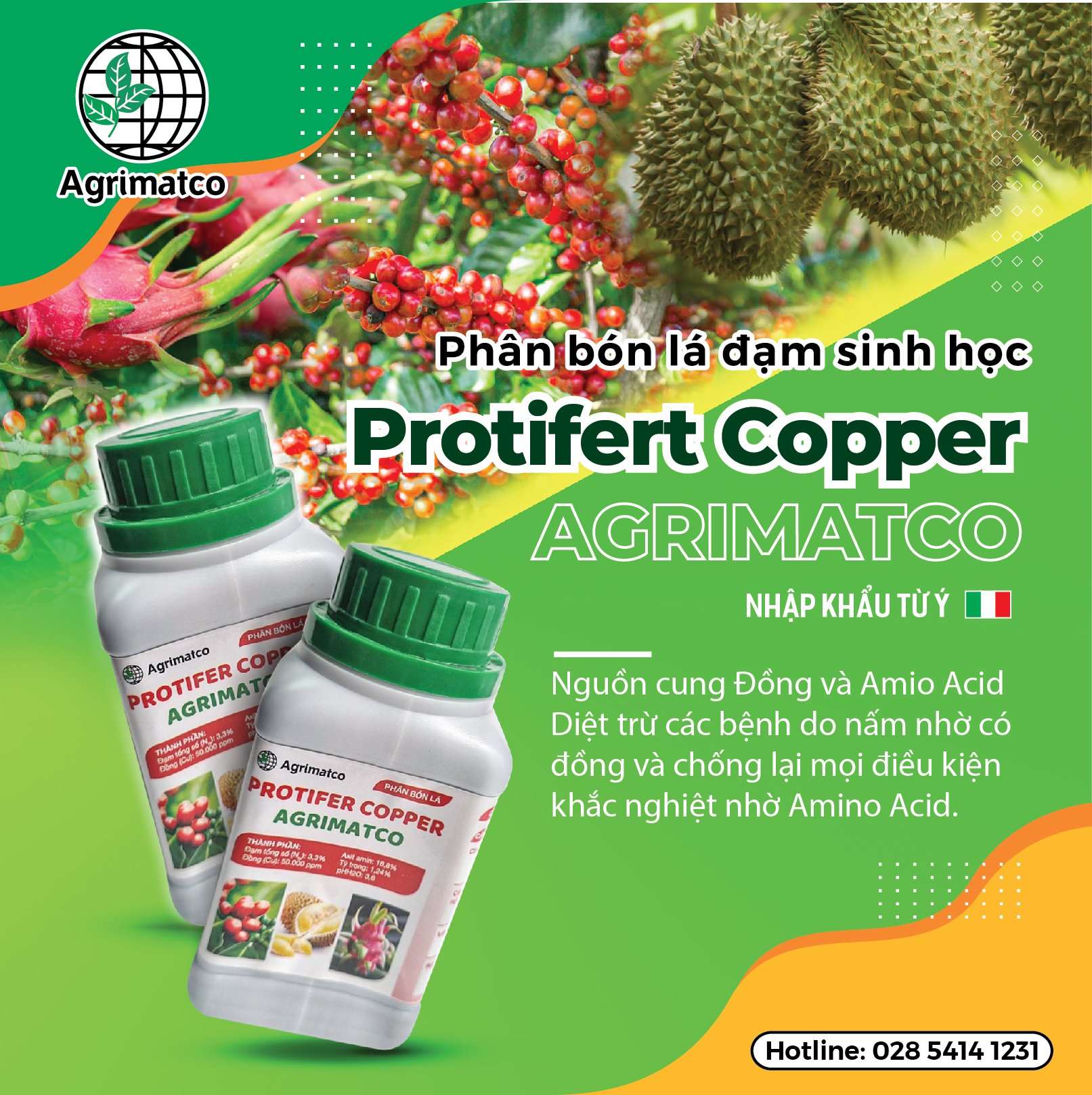 Bio-nitrogen foliar fertilizer Protifert Copper 